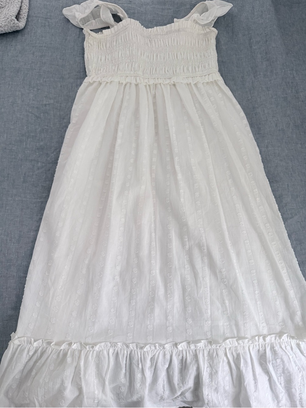 White Eyelet Smocked Maxi Sundress